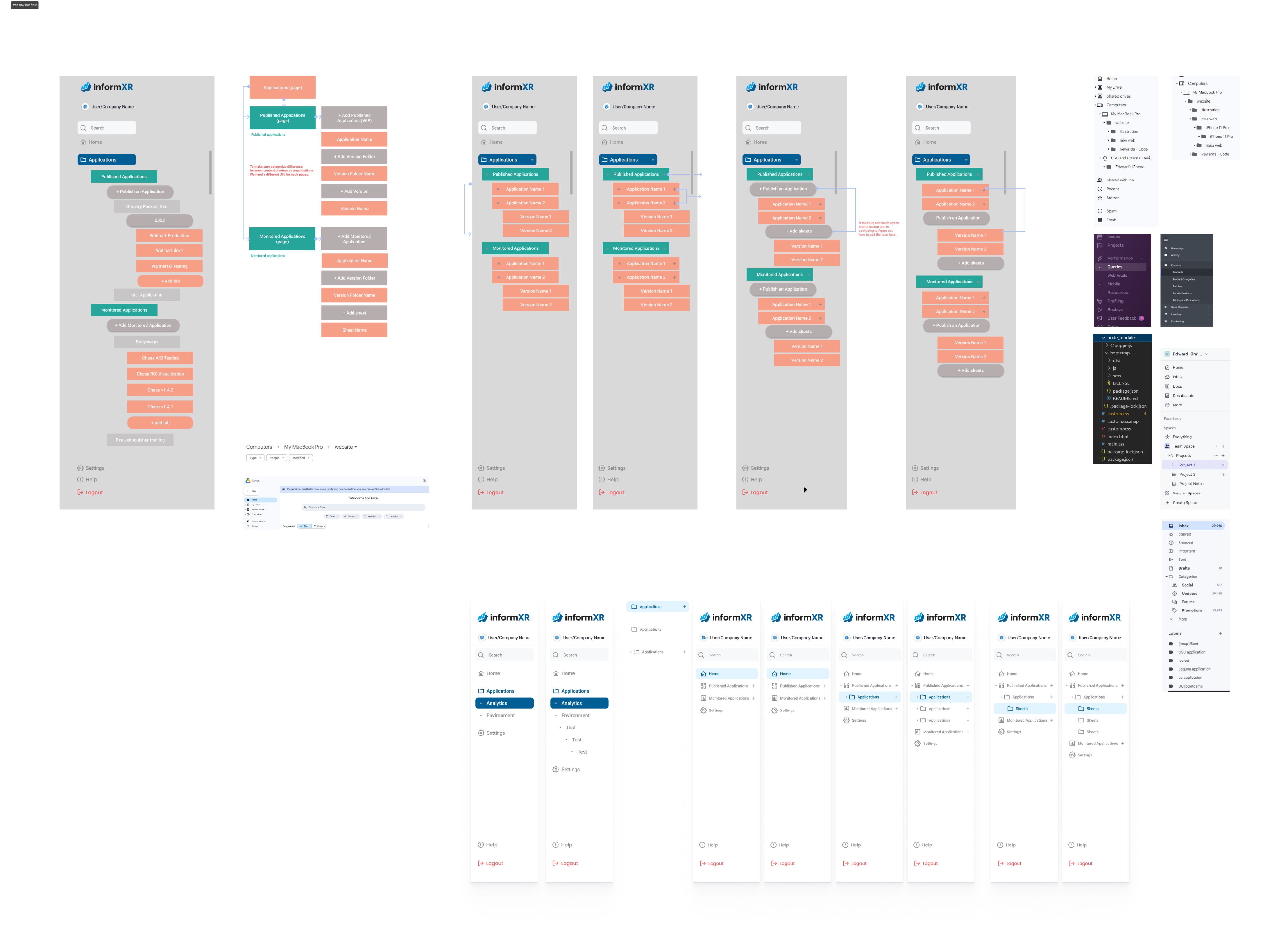 InformXR wireframes and application prototypes