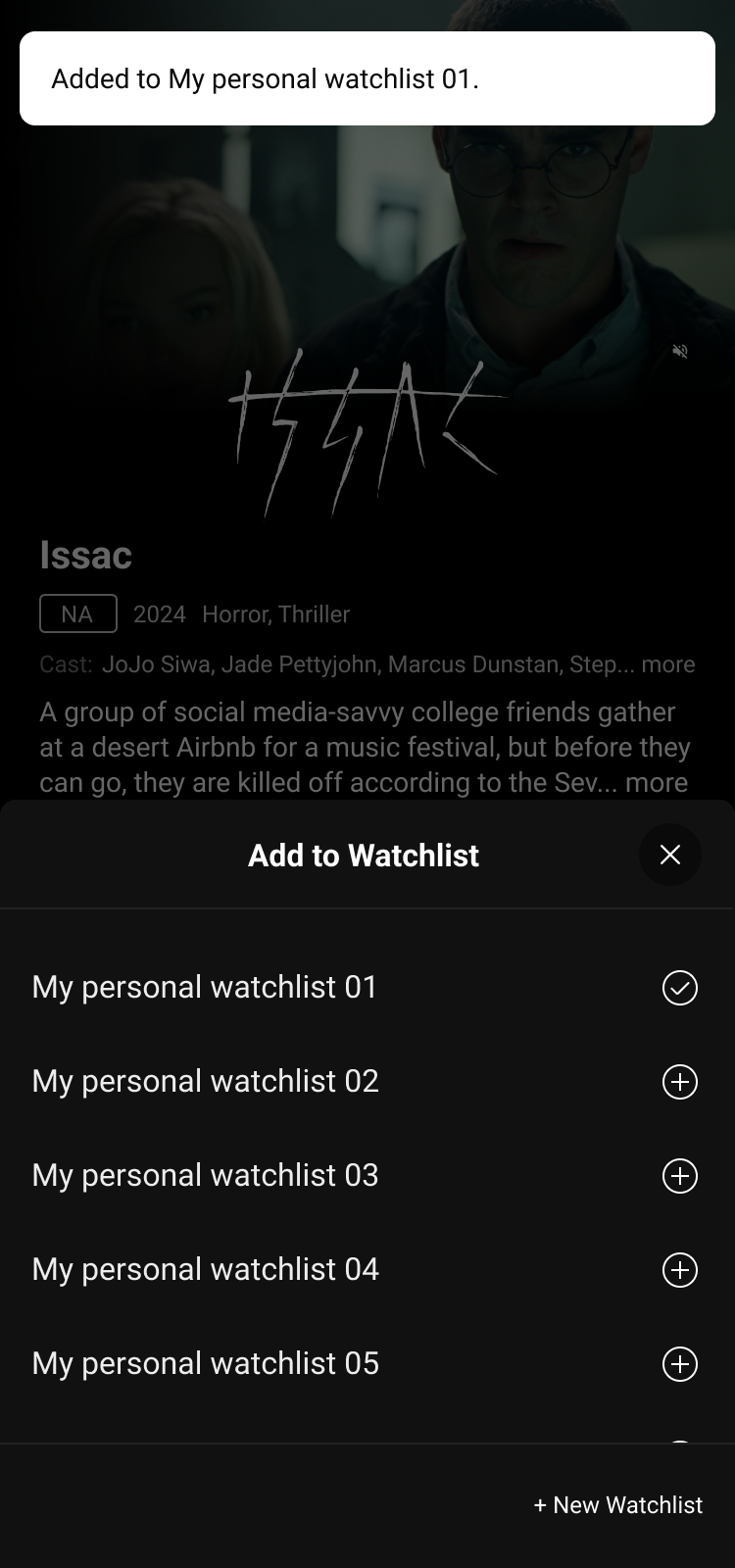 Watchlist screen