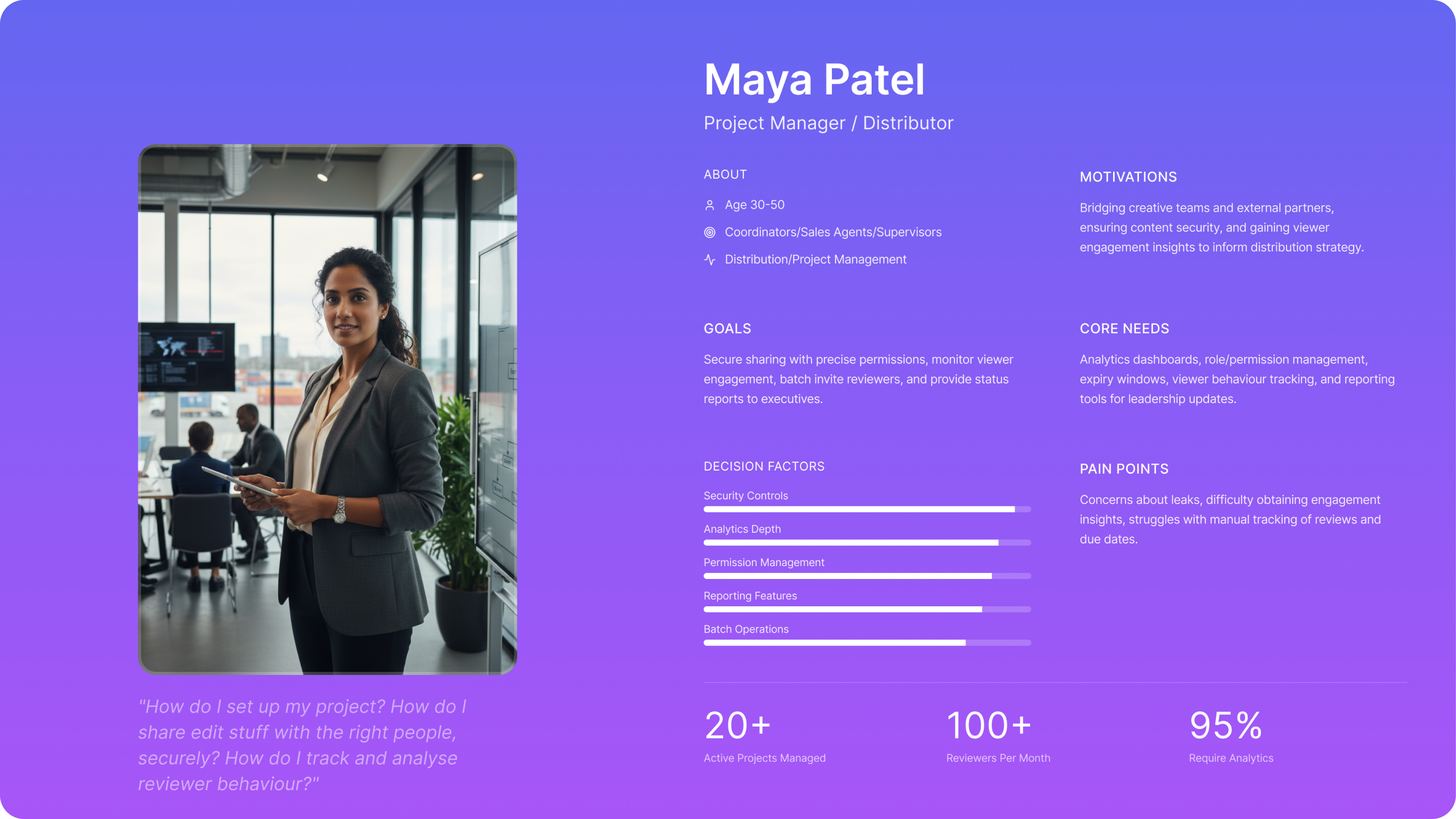 Maya Patel - Project Manager